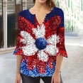 thumbnail image 2 of Kvture 4th of July Tops for Women Henley V Neck Button 3/4 Sleeve Blouse Independence Day Patriotic T Shirts Summer Red Tees M, 2 of 4