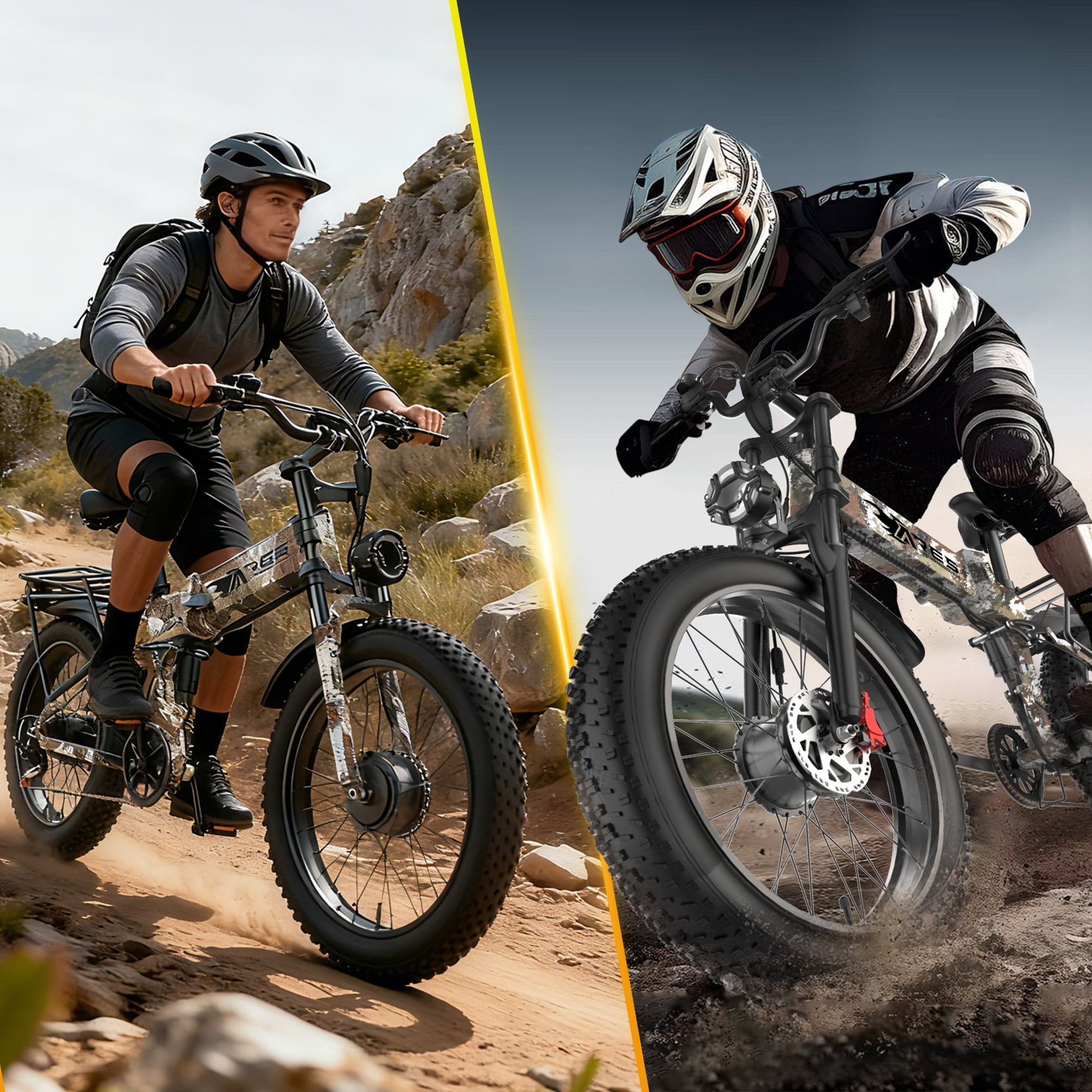 SUNTIBYE Ares Folding Ebike for Adults, 24" Fat Tires Electric Mountain Bike Dual Motor Peak 3000W, 34MPH 65Miles 52V 20AH UL2849