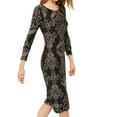 thumbnail image 3 of Betsy & Adam Womens Baroque Glitter Sheath Dress, Black, 6, 3 of 4