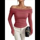 thumbnail image 1 of Blusas Elegantes Informales con Hombros Descubiertos para Mujer, de Corte Entallado, de Larga, para Salir en y Otoño. Rojo XL, 1 of 8