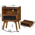 thumbnail image 2 of LELELINKY Rattan Nightstand with Charging Station, Boho Bedside Table with Handmade Drawer & Open Shelf for Bedroom, Brown, 2 of 7