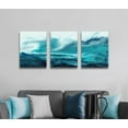 thumbnail image 2 of Canvas Wall Art, Abstract Watercolor, Home Decor, Modern Art, Living Room, Bedroom Decor, Office Murals, Bathroom Decor Wall Art, Kitchen Poster Art, Navy Sky Blue Picture Art 12x16 Inches/Set of 3, 2 of 6