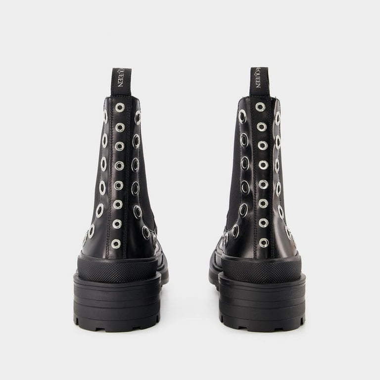 ショートブーツ・ブーティ Tread Slick Ankle Boots - Alexander Mcqueen - Leather - Blac Alexander Mcqueen Tread Slick Ankle Boots - Black/White