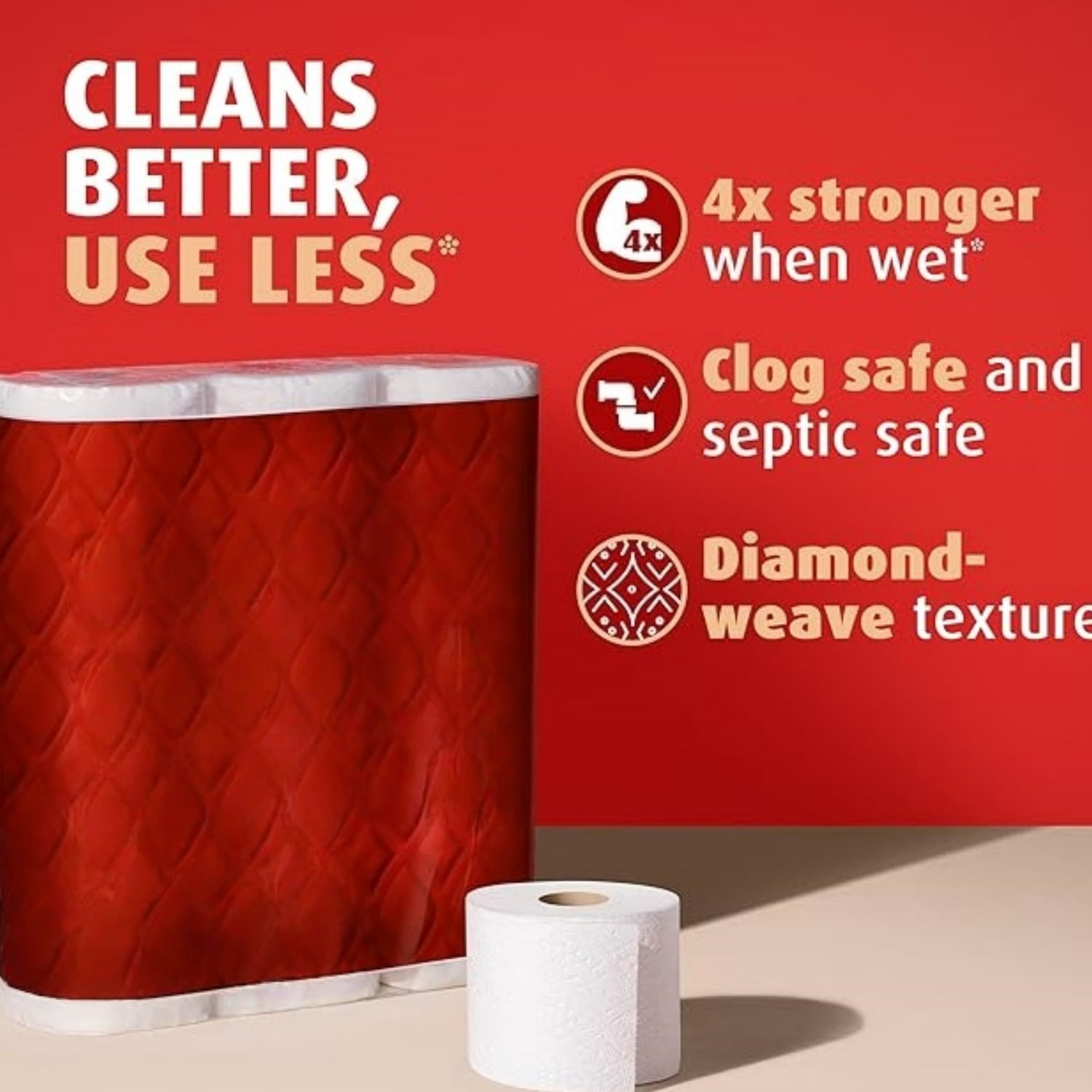 Toilet Paper Ultra Strong Clean Touch, 18 Family Mega XL Rolls = 126 Regular Rolls (Packaging May Vary)