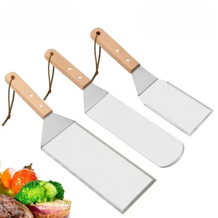 

3pcs Kitchen Steak Shovel Set Stainless Steel Cooking Spatula BBQ Tools