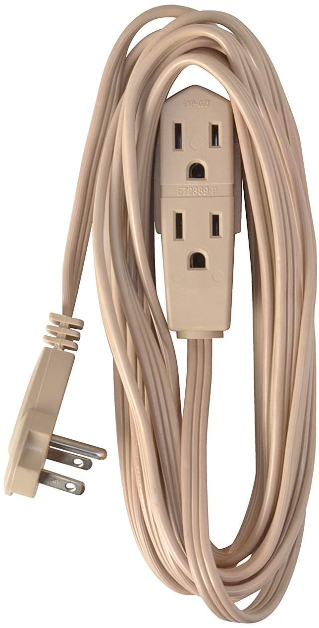 Coleman Cable Slimline 2255 Flat Plug Extension Cord, 3Wire, 13