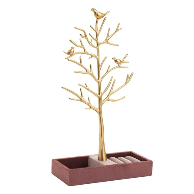1 pieza de metal creativo pájaro árbol joyería soporte de exhibición organizador de almacenamiento collar pendientes soporte árbol