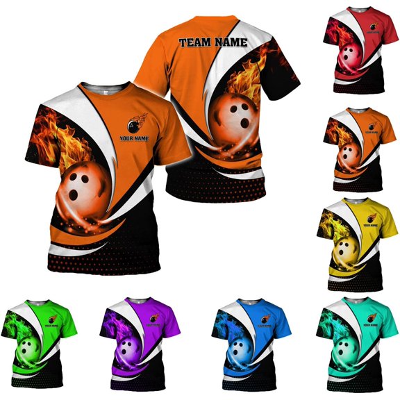 Custom 3D Bowling Shirts Personalized for Men and Women - Unique Team Shirt & Gifts for Bowling Lovers (Orange, S)