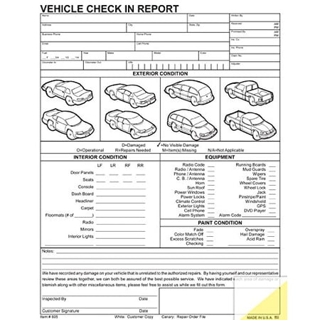 Vehicle Check in Report