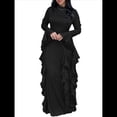 thumbnail image 3 of Vestidos Ajustados para Mujer, Elegantes Vestidos Largos de Cóctel con Mangas Acampanadas y Dobladillo con Volantes. Negro L, 3 of 9