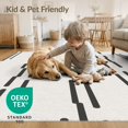 thumbnail image 1 of ODIKA 2'x3' Black White Vertical Washable Accent Rug Staggered Geometric Minimalist Abstract Pattern Pet Friendly, Bedside Mat for Bedroom, Nursery, RV, 1 of 4