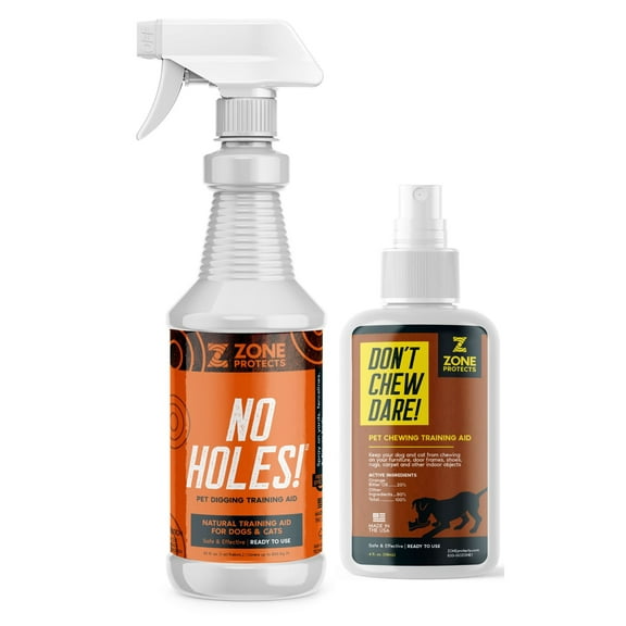 Zone Protects Pets Bad Dog Bundle; No Holes 32oz Digging Dog Prevention   Don't Chew Dare Chewing Prevention 4oz