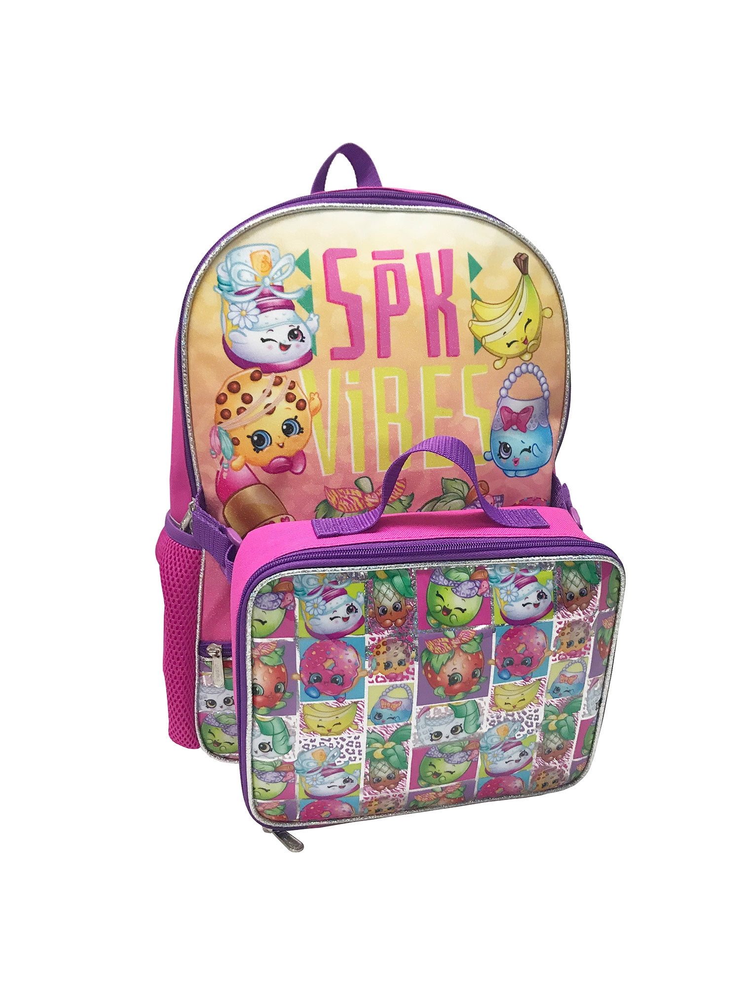 Shopkins 16" Large School Backpack Lunch Bag 2 pc Set 