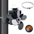 thumbnail image 1 of Efficient 4-Blade Heat-Powered Stove Fan for Wood Fireplaces - Lotus Flue Pipe Hanging Design with Self-Generating Thermal Technology, ≤25dB Quiet Operation, Includes 2 Adjustable Clamps & Optional, 1 of 6