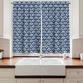 thumbnail image 2 of Ambesonne Vintage Kitchen Curtains, Fish Scale Floral Motif, 55"x39", Night Blue and Off White, 2 of 3