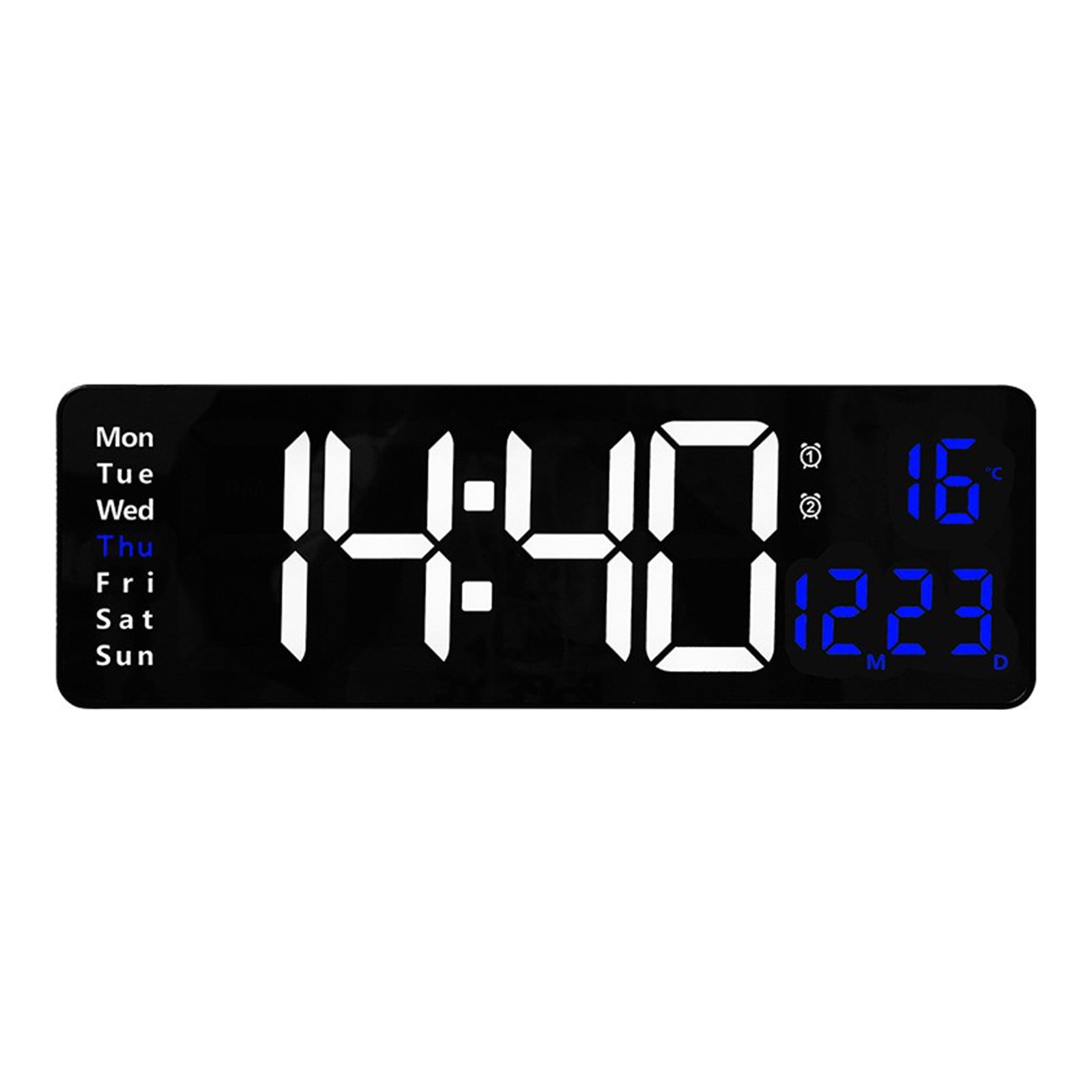 Led Digital Wall Clock Remote Control Temp Date Display Memory Wall