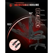 Bigzzia Gaming Chair with LED Lights, Adjustable Headrest & Lumbar Support, Height Adjustable, Black