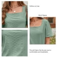 thumbnail image 6 of Hollowed-Out Top in Vintage Pattern, Short Sleeve, Pure Color, Breathable & Casual Pullover, Green, Size M, 6 of 7