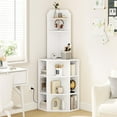 thumbnail image 2 of Costway 6-Tier Corner Shelf 63" Tall Corner Bookshelf with 2 USB Ports & Charging Station White, 2 of 9