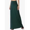 thumbnail image 3 of TheMogan Women's Casual Lounge Solid Foldable High Waist Draped Jersey Relaxed Long Maxi Skirt Hunter Green S, 3 of 7