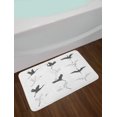 thumbnail image 2 of Crane Bath Mat, Greyscale Bird Drawings from Different Sides Outline and Silhouette Pattern Print, Plush Bathroom Decor Mat with Non Slip Backing, 29.5" X 17.5", Grey and White, by Ambesonne, 2 of 2