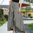 thumbnail image 4 of Cintura Wrap Faldas Pantalones Falda larga casual para mujer Cintura elástica Estilo elegante Traje diario (Gris L) Ygjytge para Mujer Gris T M, 4 of 7