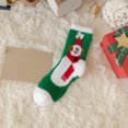 thumbnail image 2 of Yuanlong Womens Socks Merry Christmas Santa Printed Coral Fluffy Medium Tube Socks Winter Daily Indoor Warm Floor Socks, 2 of 3