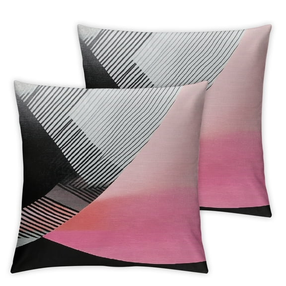 Soft Pink Throw Pillow Covers Modern Abstract Black Grey Stripes Gray White Bold Decorative Pillow Cases Home Decor Square Pillowcases