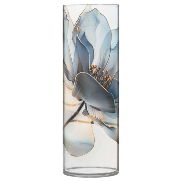 Clear Flower Vase Centerpieces Plastic Cylindrical Vases Home Wedding Decor 4"x12" Watercolor Soft Flowers