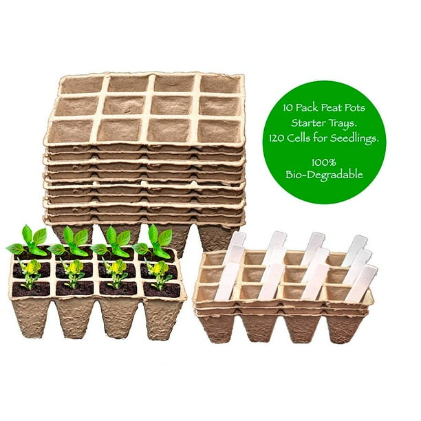 2BFFS Organic Seedling Grow Trays Pack Of 10 Seed Starter Tray, Self