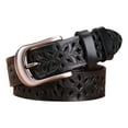 thumbnail image 2 of D-GROEE Women's Retro Belt, Hollow Flower Leather Belt for Jeans Pants Wide Belt with Metal Buckle, 2 of 8
