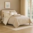 thumbnail image 7 of Dely 8pc Satin King Size Comforter Set with Shams, Reversible Gold, 7 of 7