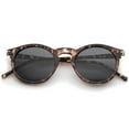 thumbnail image 2 of zeroUV Unisex Retro Horn Rimmed Keyhole Nose Bridge P3 Round Sunglasses 49mm (Shiny Brown-Tortoise / Smoke) - 49mm, 2 of 5