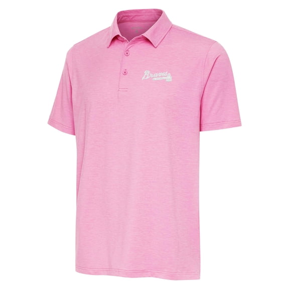 Men's Antigua Pink Atlanta Braves Par 3 Polo