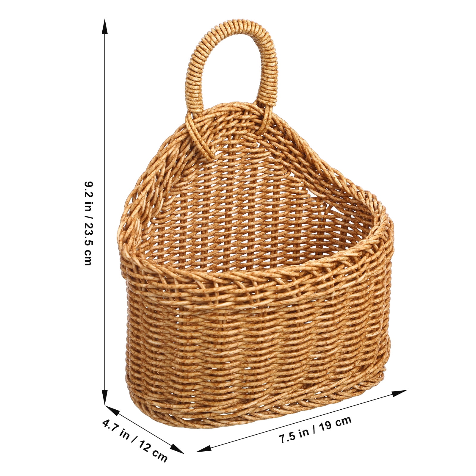 Pungan Woven Storage Basket Hanging Wicker Wall Planter Pot for Indoor/Outdoor,9.25"X7.48"X4.72"