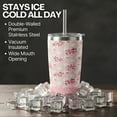 thumbnail image 6 of Biddlebee 20oz Insulated Stainless Steel Tumbler with Straw and Silicone Boot, Pink Roses, 6 of 9