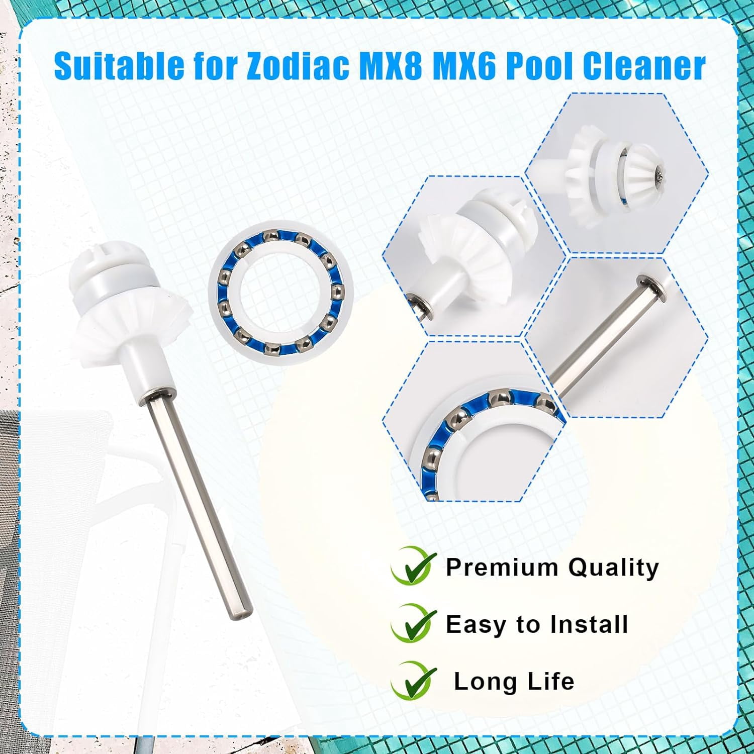 Compatible with MX8 MX6 Elite Pool Cleaners Replacement Parts, 6pcs Drive Shaft Rebuild Kit, Replacement Repair Tune Up Parts, Easy to Install