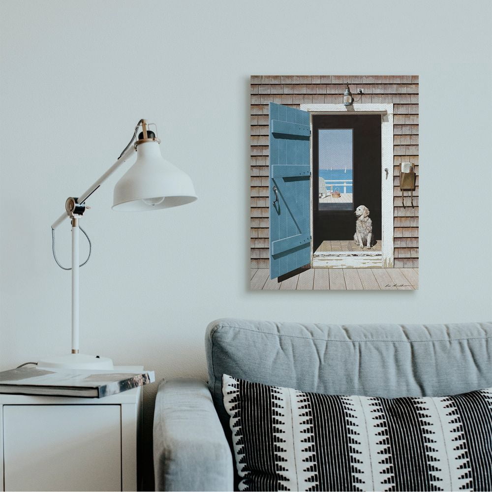 Stupell Industries Dog Between Doorways Calming Coastal Scene Canvas Wall Art Design by Zhen-Huan Lu, 24" x 30"