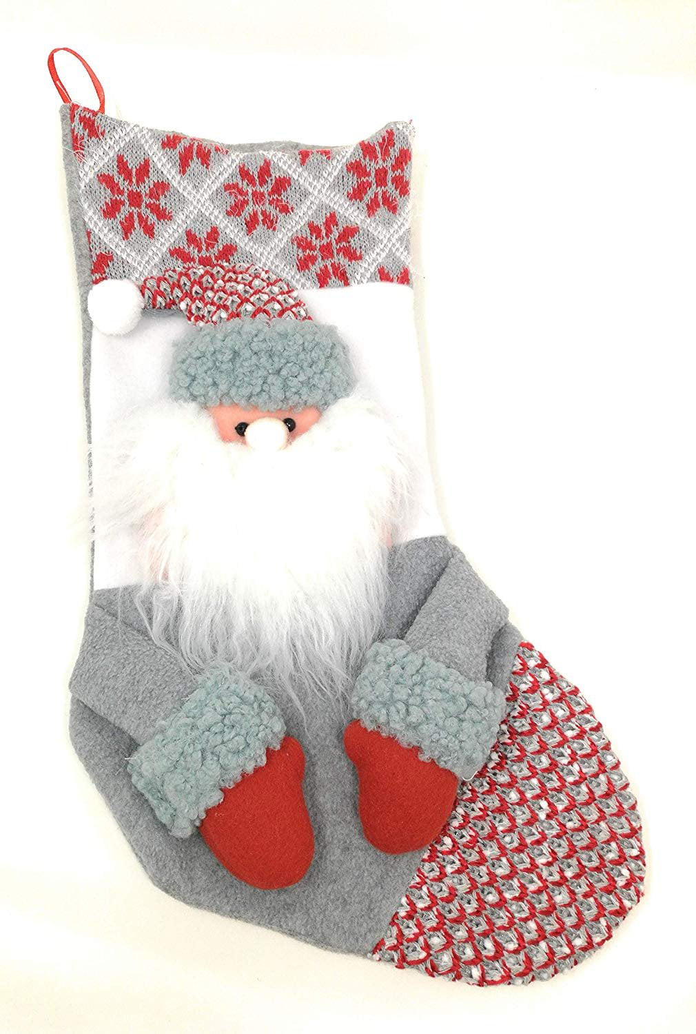 NEW SANTA CLAUS 19" WHIMSICAL CHRISTMAS STOCKING SOFT GREEN~RED~WHITE PLAID BELL 