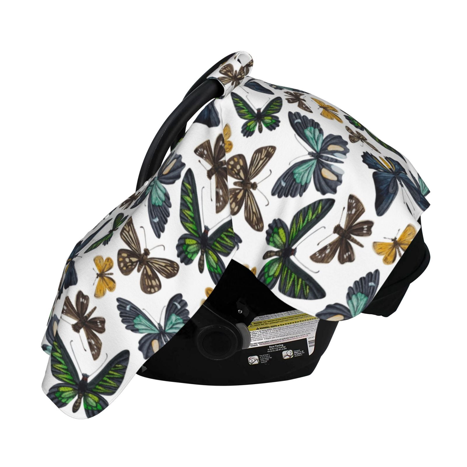 Naloa Watercolor Butterflies Baby Car Seat Cover, Breathable Baby Carrier Cover, Multiuse Baby Carrier Cover & Nursing Breastfeeding Cover