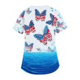 thumbnail image 4 of Iaqnaocc Patriotic Scrubs for Women 4th of July American Flag Butterfly Nursing Uniform Trendy V-Neck Side Slits Scrub Shirt Independence Day Short Sleeve Medical Workwear with Pockets Red 4XL, 4 of 5
