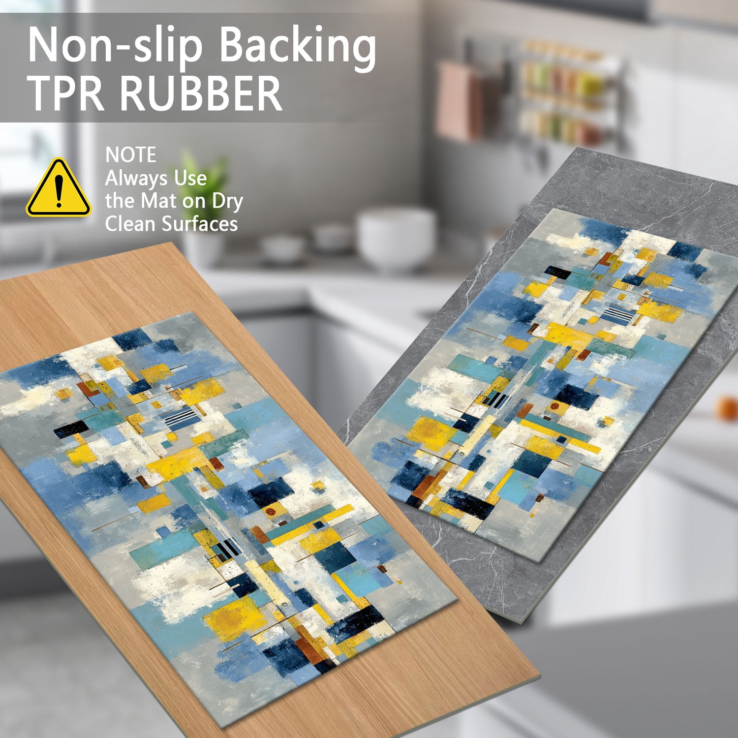 Three-Piece Kitchen Rug Set, Abstract Pattern Kitchen Hallway Rug, Soft And Comfortable, Suitable for Sinks, Floors, Entrances, Hallways, Bathrooms