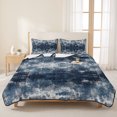 thumbnail image 3 of Quilts Full Size Bedding Set, Navy Blue Lightweight Quilted Comforter, Vintage Abstract Minimalist Tie-dye Art Soft Reversible Bedspread Coverlet with Pillow Covers for All Season, 78" x 90", 3 of 9