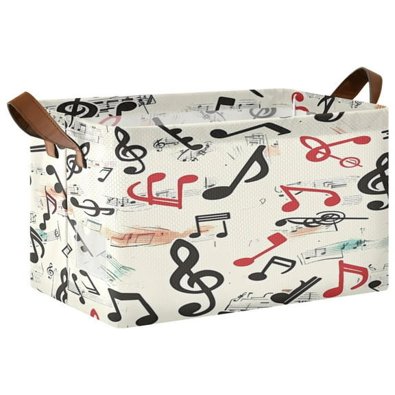 Ryvnso Musical Note Storage Bins Large Basket Foldable Cube Toys Organizer with Handles 1 PC