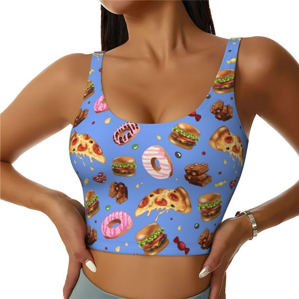 Fotbe Fastfoods Sujetador Deportivo Largo sin Aros para Mujer con Almohadillas y Soporte Medio, Transpirable y Absorbente, Camiseta Tipo Chaleco o Tank Top-Small
