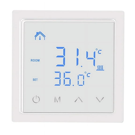Smart Thermostat 16A Floor Heating Temperature Controller with LED Touch Screen 85-265V Electric Heating Control White,1 x Thermostat 1 x Temperature Sensor Cable 1 x User Manual (English),White