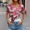 thumbnail image 2 of Top de Verano de las Mujeres, Cuello en V Moda Casual de Manga Corta Blusa, Primavera Y Verano Ligero Top, 2 of 9