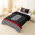 thumbnail image 3 of Erosebridal Racing Flag Twin Comforter Sets for Kids Boys, Monogrammed B Bedding Set, Black Reversible 2 Pieces, 1 Comforter and 1 Pillowcase, 3 of 6