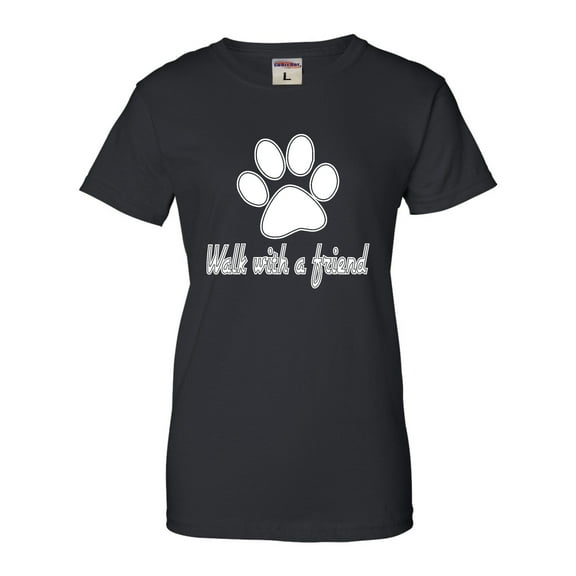 Womens Walk With A Friend Dog Lovers Pet Lovers T-Shirt
