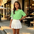 thumbnail image 6 of Girls Golf Shirts Short Sleeve Performance Polo Moisture Wicking Loose Fit Sport Tops for Kids Tennis 5-14Y Green 140, 6 of 6